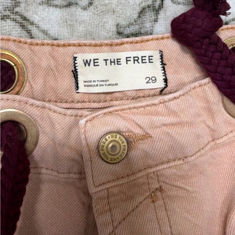 Free People Pink Paint-Splattered Moxie Pants - Picture 3 of 3